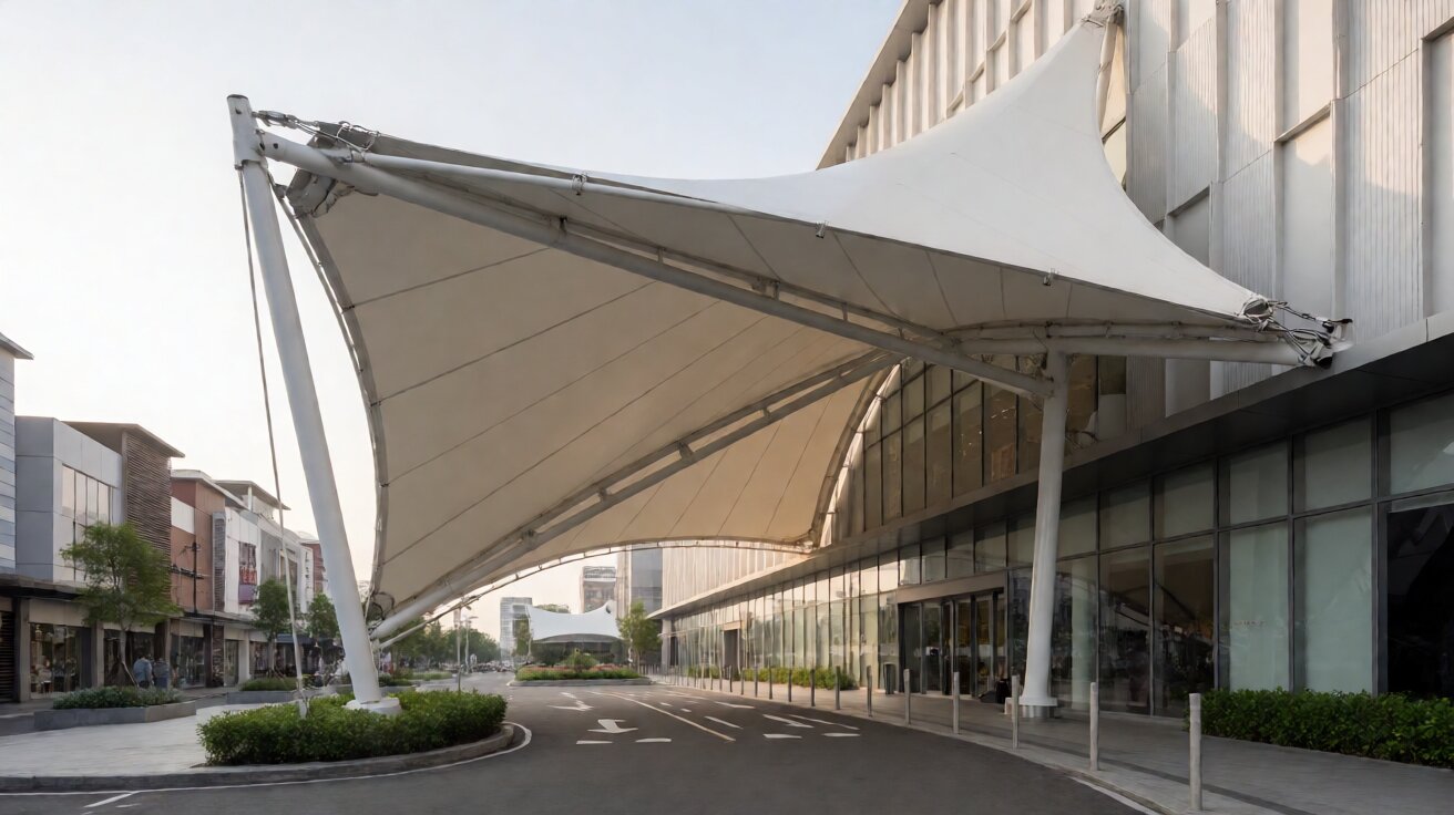 Atap membrane tipe tensile untuk mall dan pusat perbelanjaan