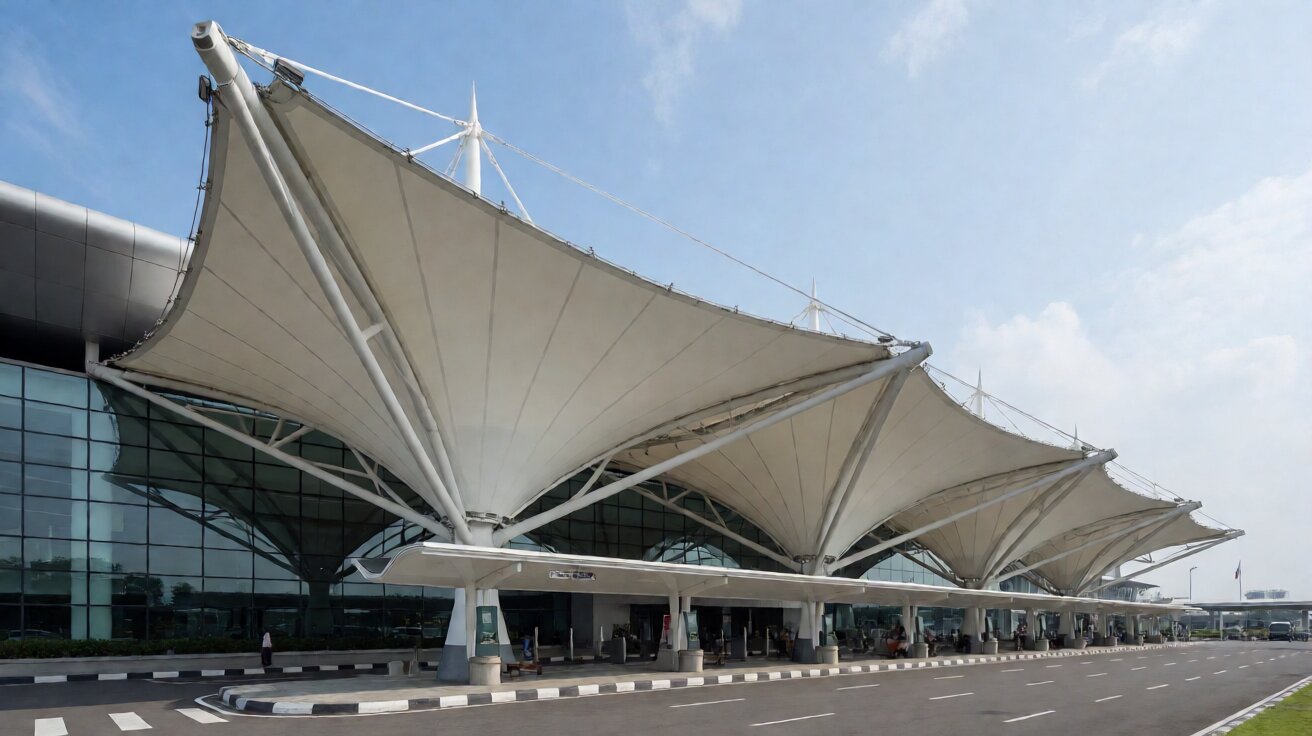 Atap membrane tipe saddle untuk terminal bandara dengan bentang panjang