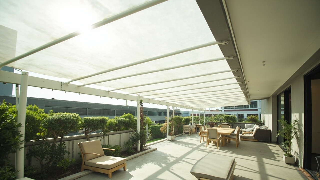 Kanopi transparan ETFE membrane pada hunian modern Jakarta, sinar UV tetap tersaring meski cahaya alami masuk penuh