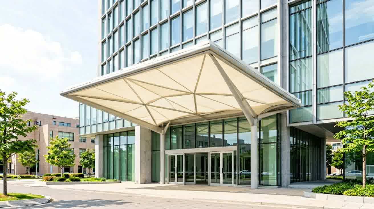 Kanopi membrane untuk gedung perkantoran modern