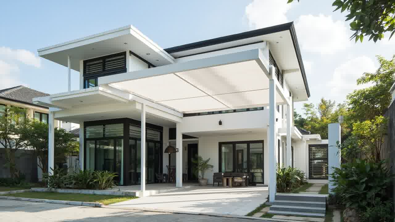 Kanopi membrane teras depan rumah